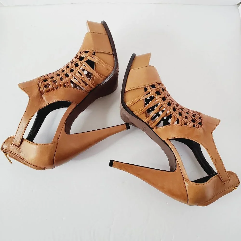 Elizabeth and James Tan Cutout Heels - Picture 7 of 11